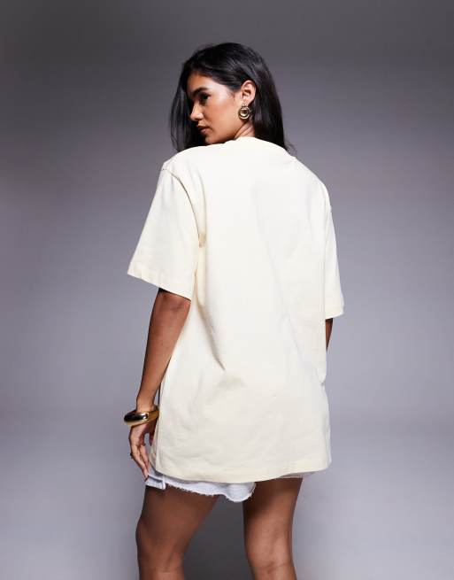 Weekend Collective - Icon - Oversized T-shirt met geborduurde WCA print in karnemelkkleur, 2 van 4