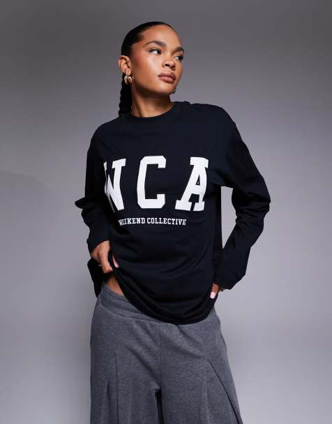 Weekend Collective - Icon - Oversized T-shirt met lange mouwen en grafische WCA-print in zwart - view 1