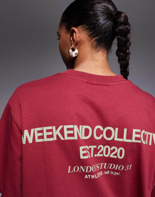 Weekend Collective Icon oversized t-shirt with bold font back graphic in plum, 4 of 4