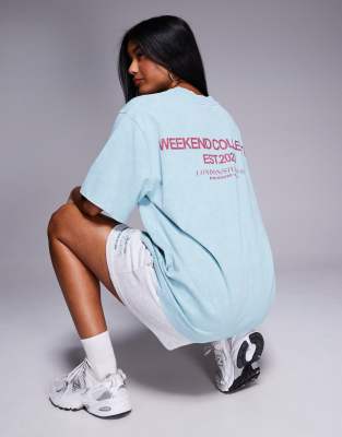 Asos Weekend Collective Weekend Collective Icon Oversized T-shirt With Bold Font Back Graphic