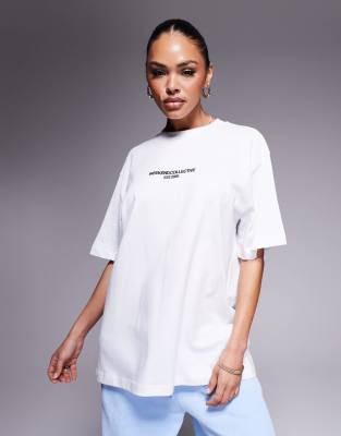 Asos Weekend Collective Weekend Collective Icon Oversized T-shirt With Bold Font Back Print In White