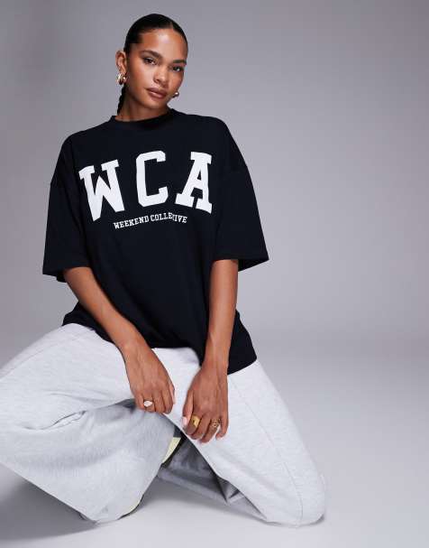 Weekend Collective Icon oversized t-shirt with embroidered WCA graphic in black