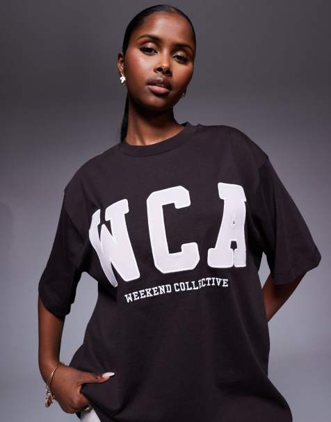 Weekend Collective Icon oversized t-shirt with embroidered WCA graphic in chocolate - view 1