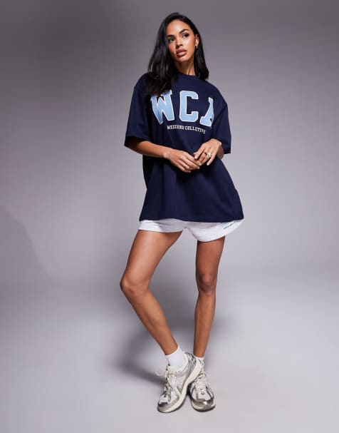 Weekend Collective Icon oversized t-shirt with embroidered WCA graphic in navy - view 1
