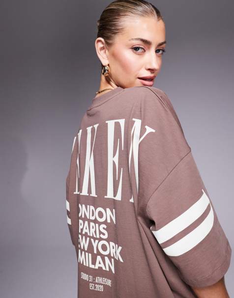 Weekend Collective Icon oversized t-shirt with stacked back logo in chocolate - view 1