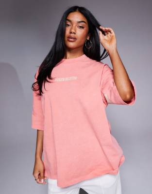 Shop Asos Weekend Collective Weekend Collective Icon Oversized T-shirt With Stacked Back Logo