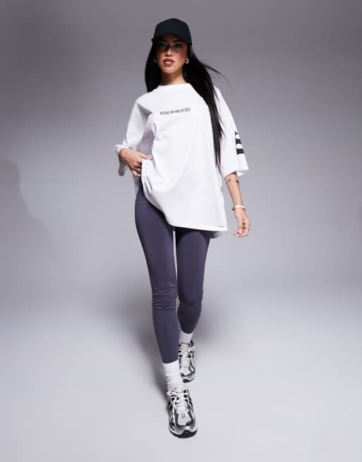 Weekend Collective Icon oversized t-shirt with stacked back logo in white