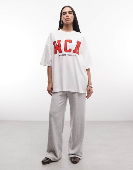Weekend Collective Icon oversized t-shirt with WCA graphic in white, 2 of 4