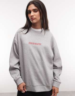 Asos Weekend Collective Weekend Collective Icon Stacked Back Logo Sweatshirt In Grey