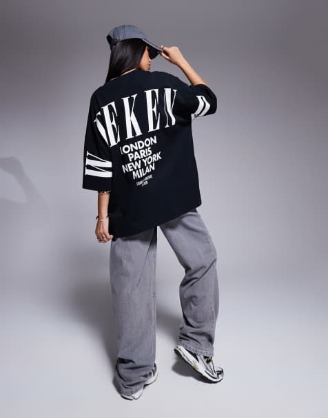 Weekend Collective – Icon – Svart t-shirt i oversize med staplad logga baktill - view 1