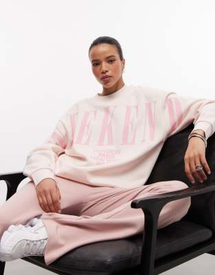Weekend Collective - Icon - Sweat-shirt à logo superposé - Rose ton sur ton