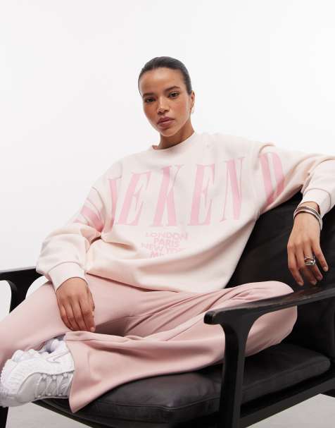 Weekend Collective - Icon - Sweatshirt met logo in ton-sur-ton roze - view 1