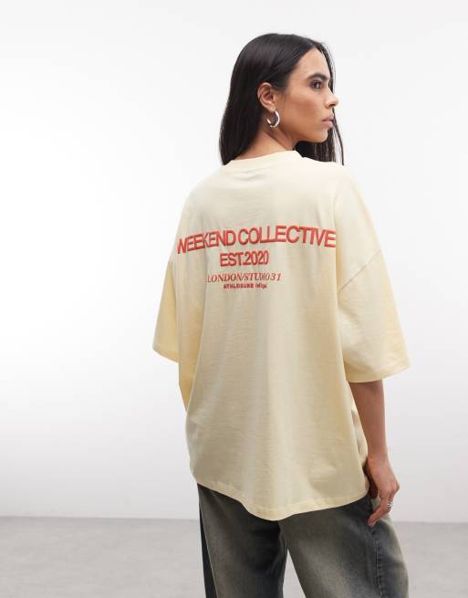 Weekend Collective - Icon - T-shirt oversize à inscription en caractères gras au dos - Jaune, 4 de 4