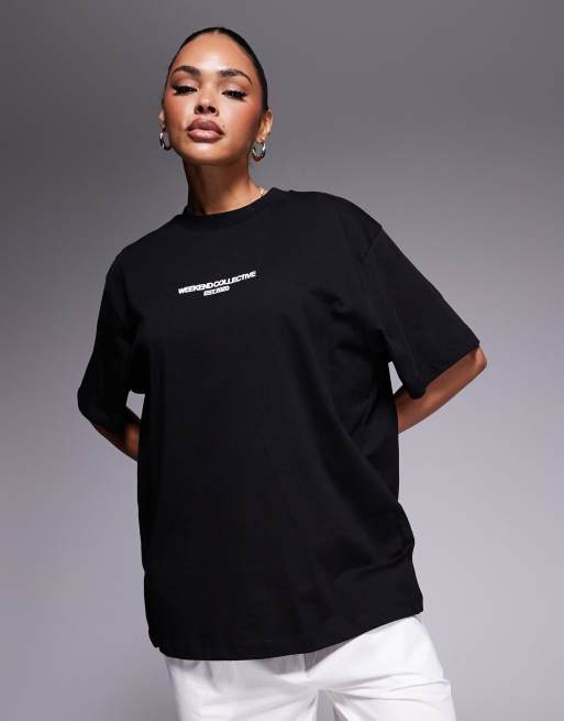 Weekend Collective - Icon - T-shirt oversize avec imprimé devant et au dos - Noir, 2 de 4