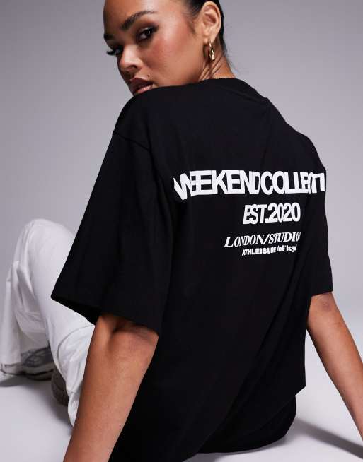 Weekend Collective - Icon - T-shirt oversize avec imprimé devant et au dos - Noir, 3 de 4
