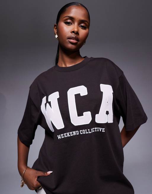 Weekend Collective - Icon - T-shirt oversize color cioccolato con grafica WCA ricamata