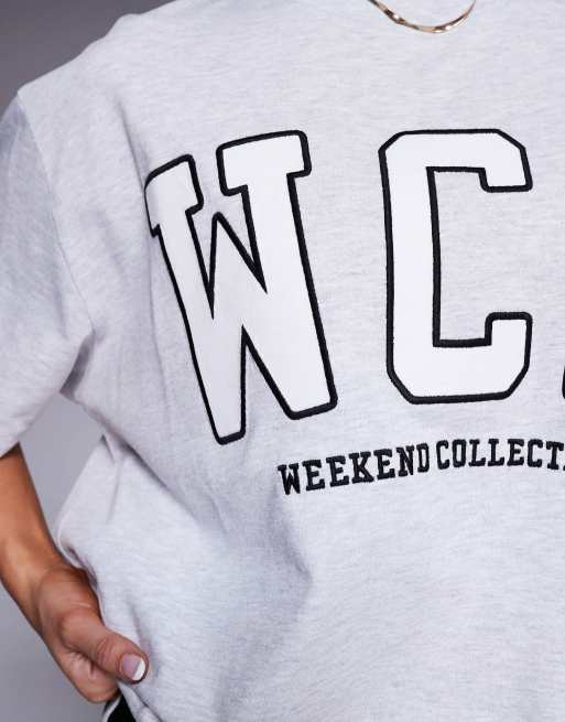 Weekend Collective - Icon - T-shirt oversize grigio mélange con grafica WCA ricamata, 4 di 4