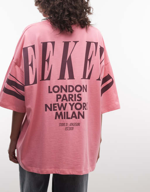 Weekend Collective - Icon - T-shirt oversize rosa con logo sovrapposto sul retro, 4 di 4