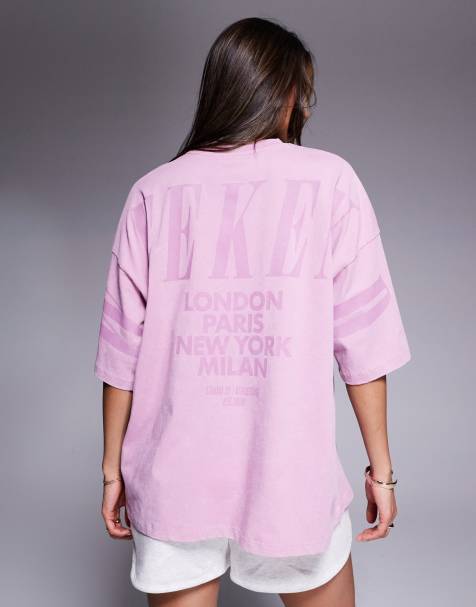 Weekend Collective - Icon - Top a maniche corte oversize lilla slavato con logo sul retro - view 1