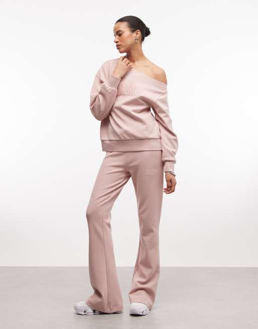 Weekend Collective interlock off shoulder sweatshirt in dusky pink, 2 of 4