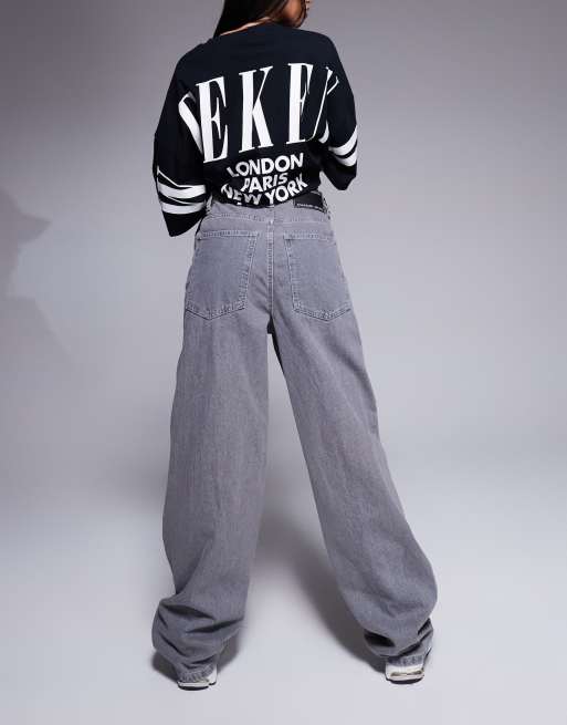 Weekend Collective - Jeans ampi color grigio slavato con gamba a cilindro, 2 di 5