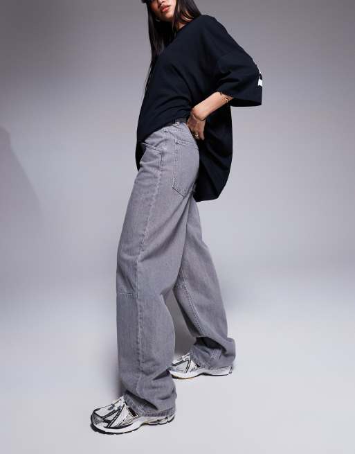 Weekend Collective - Jeans ampi color grigio slavato con gamba a cilindro, 3 di 5