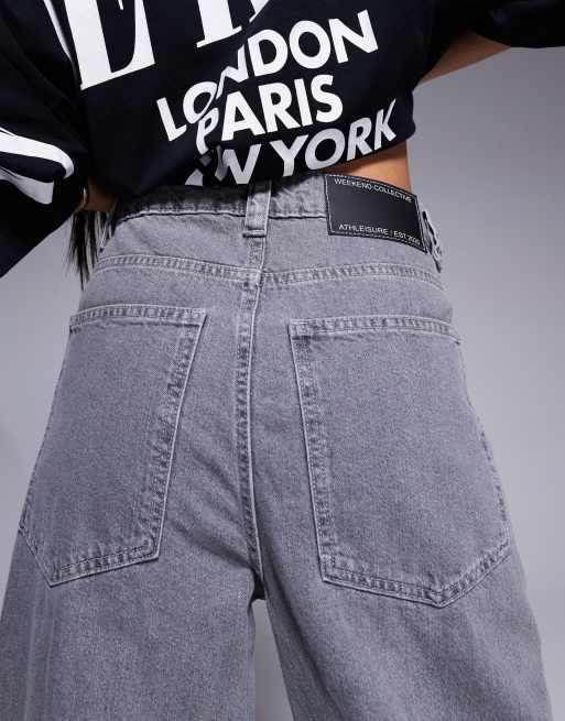 Weekend Collective - Jeans ampi color grigio slavato con gamba a cilindro, 4 di 5