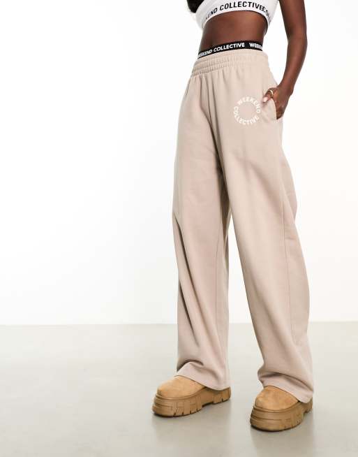 Weekend Collective - Joggers a fondo ampio color cammello in coordinato
