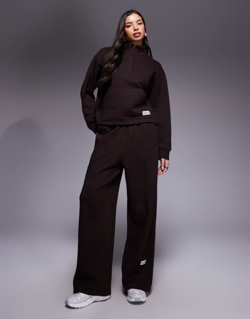 Weekend Collective - Joggers a fondo ampio pesanti color cioccolato in coordinato