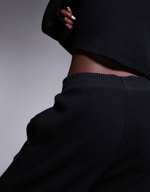 Weekend Collective - Joggers con fondo ampio neri in piqué e nylon in coordinato, 4 di 5