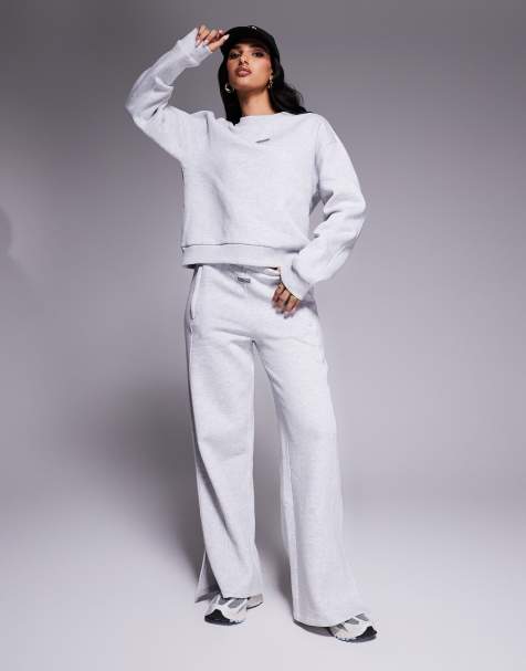 Weekend Collective - Joggers dritti grigio mélange con tasche in coordinato - view 1