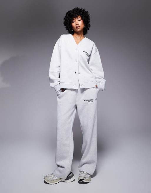 Weekend Collective - Joggers dritti pesanti ghiaccio mélange in coordinato