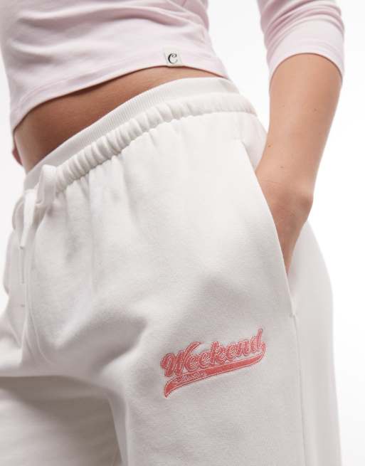 Weekend Collective – Jogginghose in Wollweiß mit weitem Bein und Print-Detail, 3 von 5