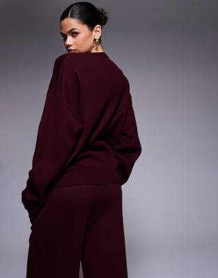 Asos Weekend Collective Weekend Collective Knit Cardigan With Varsity Graphic In Red