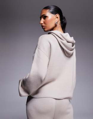 Asos Weekend Collective Weekend Collective Knit Hoodie With Graphic In Gray