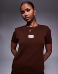 [ASOS Weekend Collective] Weekend Collective knitted t-shirt in chocolate (part of a set)-Brown L Chocolate