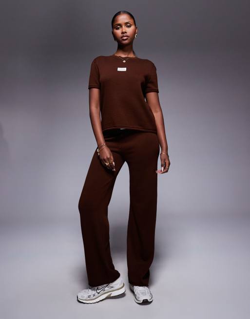 Weekend Collective knitted t-shirt in chocolate (part of a set), 2 of 4
