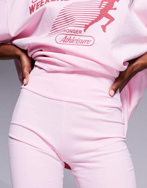 Weekend Collective legging shorts with running club graphic in pink, 3 of 5