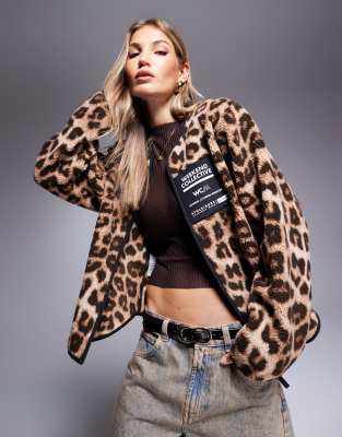 Weekend Collective leopard borg zip up-Multi