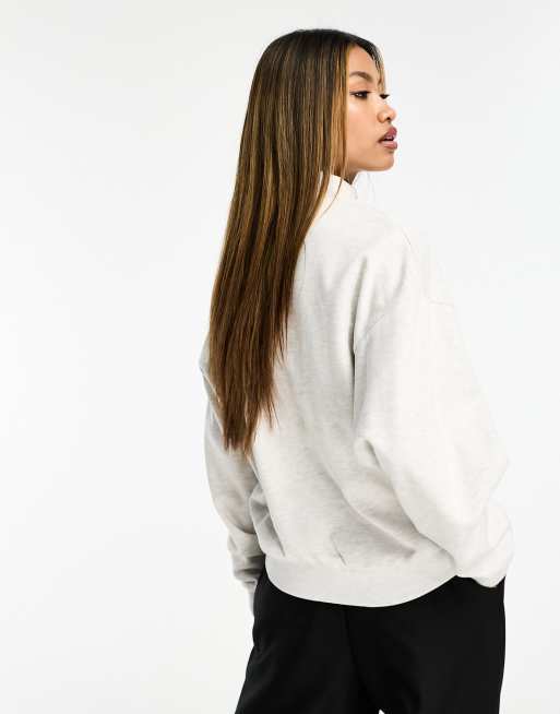 Weekend Collective – Ljusgråmelerad sweatshirt med kort dragkedja och cirkellogga , 3 av 4