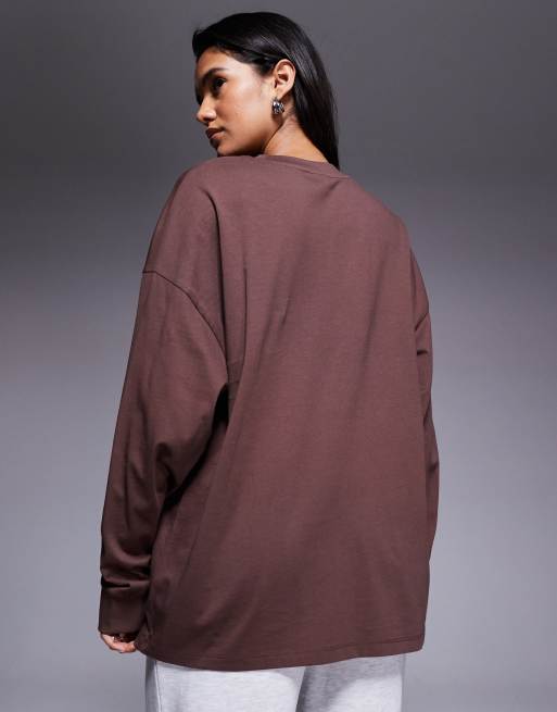Weekend Collective long sleeve t-shirt with ski photographic in chocolate, 4 of 4