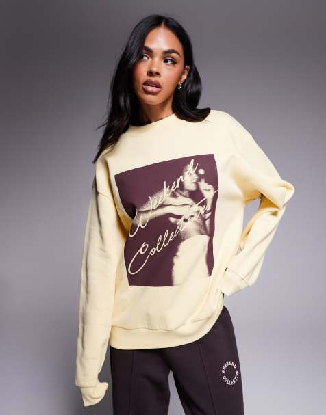 Weekend Collective - Lysegul sweatshirt med fotografisk print - view 1