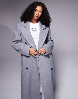 Asos Weekend Collective Weekend Collective Maxi Coat In Gray