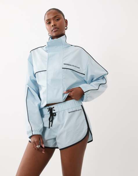 Weekend Collective micro nylon shorts with tie waist detail in baby blue (part of a set) - view 1