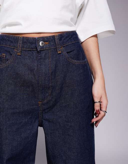 Weekend Collective mom jean with turn up detail in indigo wash