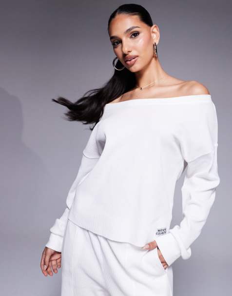 Weekend Collective off shoulder waffle top in cream (part of a set) - view 1