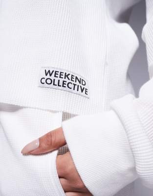 Asos Weekend Collective Weekend Collective Off The Shoulder Waffle Knit Top In White