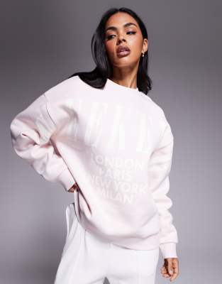 Weekend Collective - Oversize-Sweatshirt in Staubrosa mit Stapel-Logo