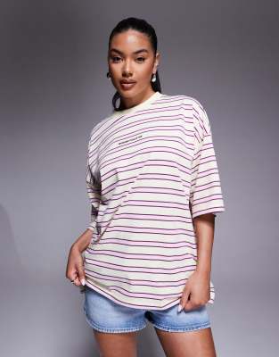 Weekend Collective - Oversize-T-Shirt in Gelb gestreift-Bunt
