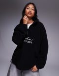 [ASOS Weekend Collective] Weekend Collective oversized half zip borg fleece with logo in black M BLACK